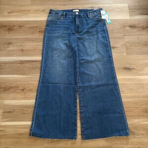 Kut From The Kloth Meg High Rise Fab Ab Wide Leg Raw Hem 16